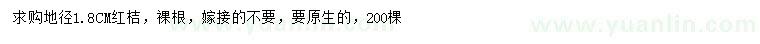求購地徑1.8公分紅桔樹