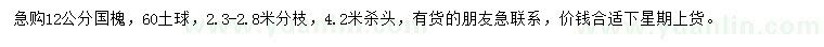 求購12公分國槐