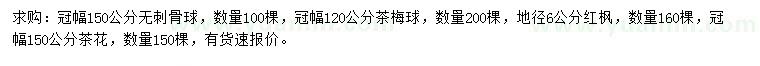 求購(gòu)無刺骨球、茶梅球、紅楓等