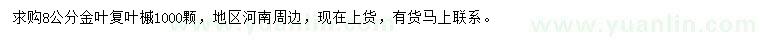 求購8公分金葉復葉槭