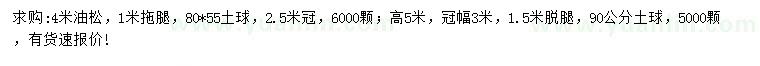 求購4、5米油松