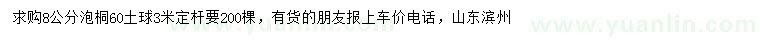 求購(gòu)8公分泡桐
