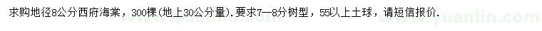 求購30量8公分西府海棠