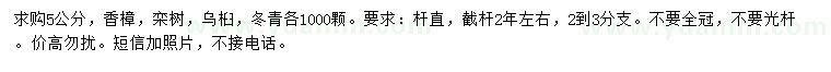 求購(gòu)香樟、欒樹、烏桕等