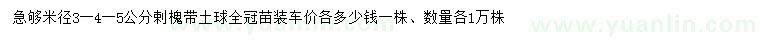 求購米徑3、4、5公分刺槐