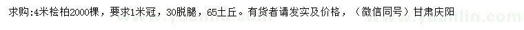 求購4米檜柏