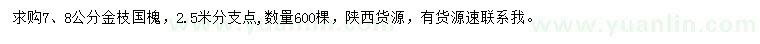 求購7、8公分金枝國槐