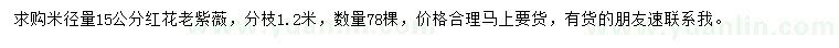 求購(gòu)米徑15公分紅花老紫薇