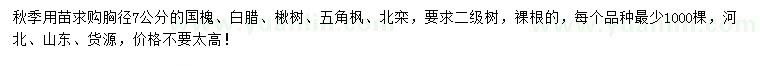 求購國槐、白蠟、楸樹等
