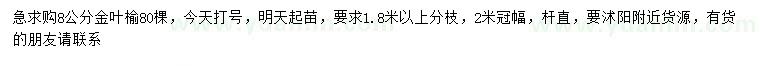 求購8公分金葉榆