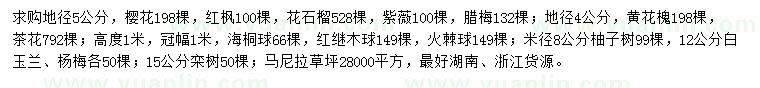 求購櫻花、紅楓、花石榴等