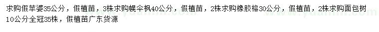 求購(gòu)假蘋婆、幌傘楓、橡膠榕等