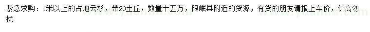 求購1米以上云杉