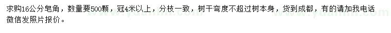 求購16公分皂角