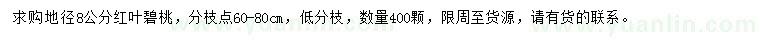 求購地徑8公分紅葉碧桃