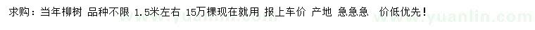 求購1.5米柳樹