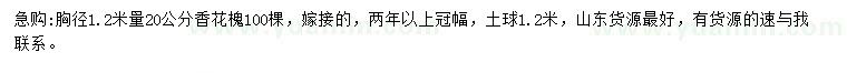 求購1.2米量20公分香花槐