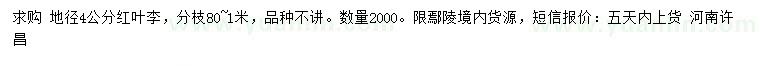 求購地徑4公分紅葉李