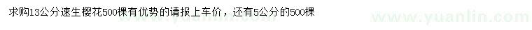 求購(gòu)5、13公分速生櫻花