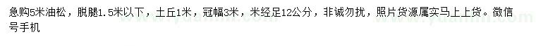 求購(gòu)米徑12公分油松
