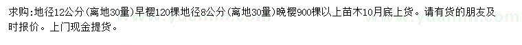求購30量12公分早櫻、8公分晚櫻