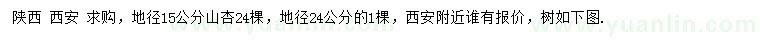 求購地徑15、24公分山杏