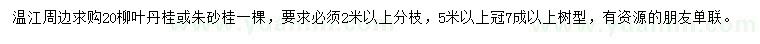 求購20公分柳葉丹桂、朱砂桂