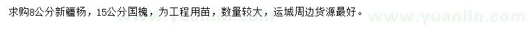 求購8公分新疆楊、15公分國槐