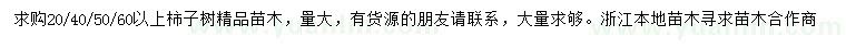 求購(gòu)20、40、50、60公分柿子樹(shù)