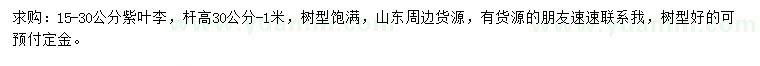 求購15-30公分紫葉李