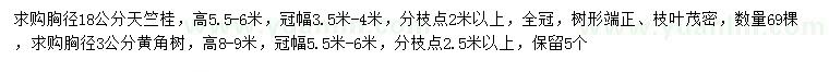 求購(gòu)胸徑18公分天竺桂、3公分黃角樹