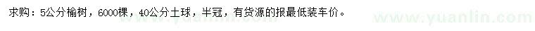 求購5公分榆樹