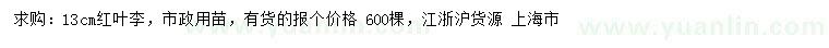 求購13公分紅葉李