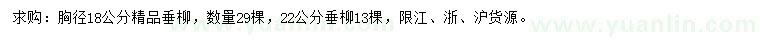 求購(gòu)胸徑18、22公分垂柳