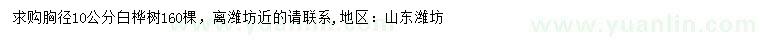 求購(gòu)胸徑10公分白樺