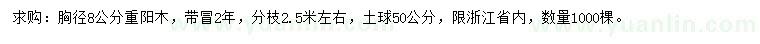 求購(gòu)胸徑8公分重陽(yáng)木