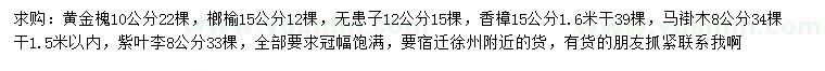 求購黃金槐、榔榆、無患子等