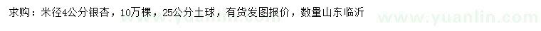 求購米徑4公分銀杏