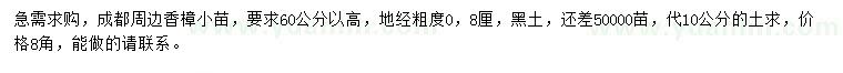 求購地徑0.8公分香樟小苗