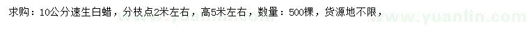 求購10公分速生白蠟