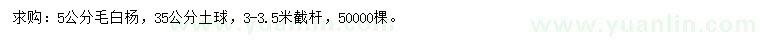 求購(gòu)5公分毛白楊