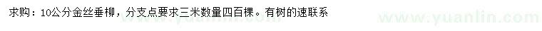 求購(gòu)10公分金絲垂柳
