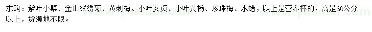 求購(gòu)紫葉小檗、金山線繡菊、黃刺梅等