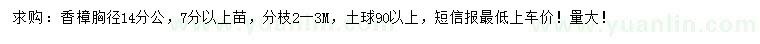 求購胸徑14分公香樟