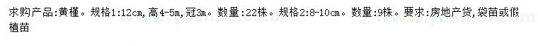 求購8-10、12公分黃槿