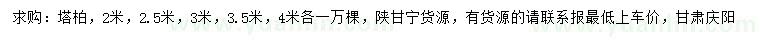 求購2、2.5、3、3.5、4米塔柏