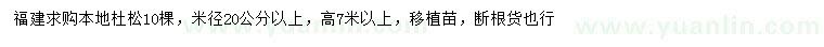 求購米徑20公分以上本地杜松