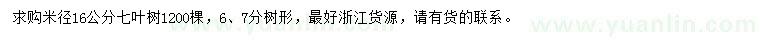 求購米徑16公分七葉樹
