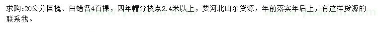 求購(gòu)20公分國(guó)槐、白蠟