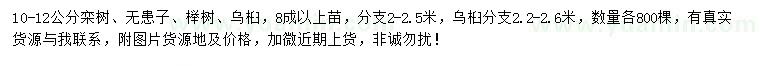 求購欒樹、無患子、櫸樹等